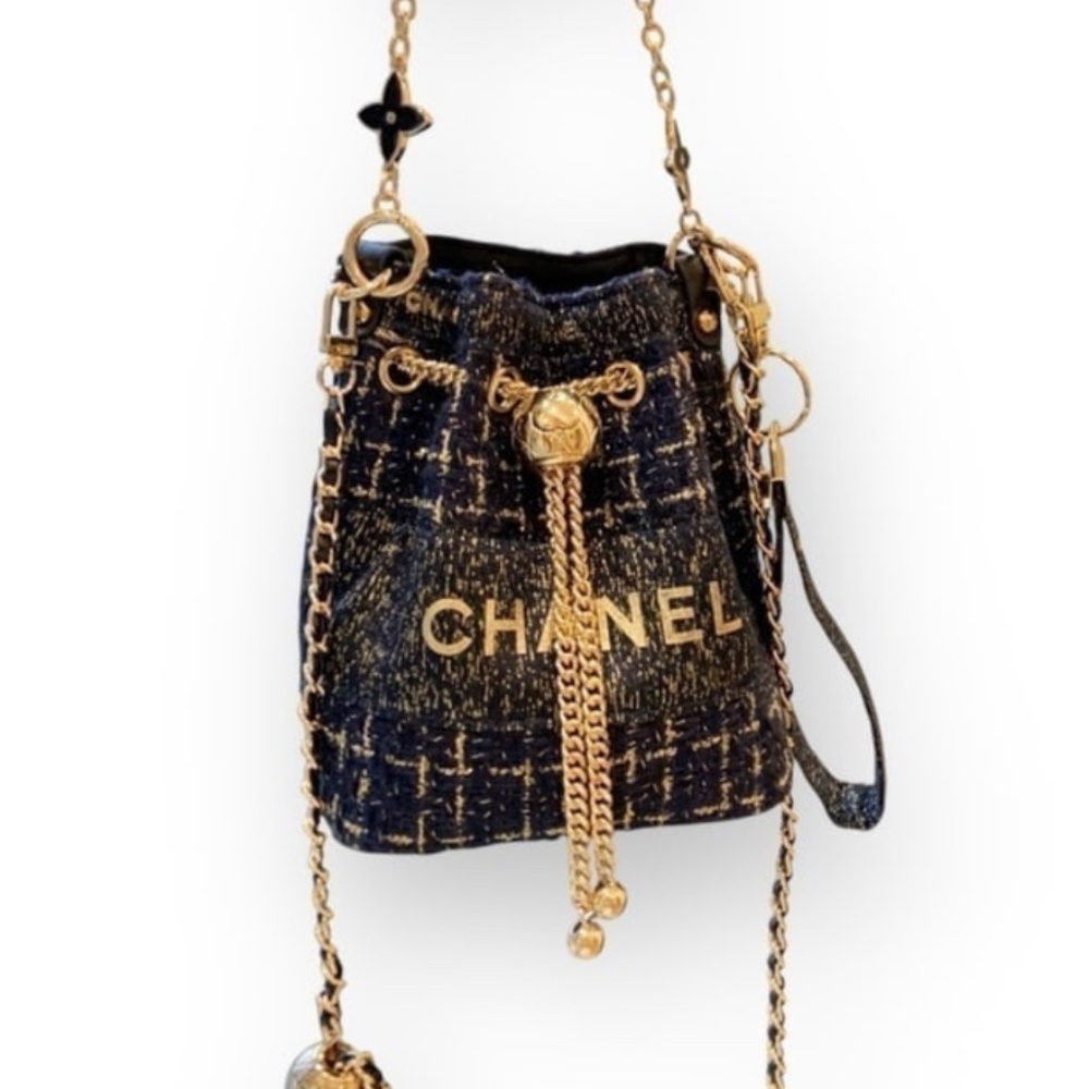 CHANEL Two Way Carry Bucket Bag With Original Box